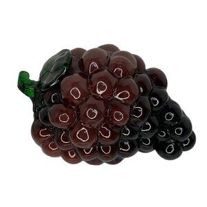 Vintage Glass Fruit MCM Murano style art hand crafted purple grape cluster